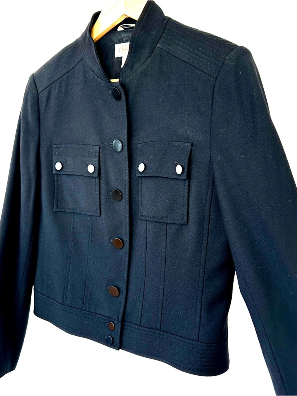 Talbots Tailored Button Front Jacket in a Stretch Wool Blend, Lined - Picture 3 of 14